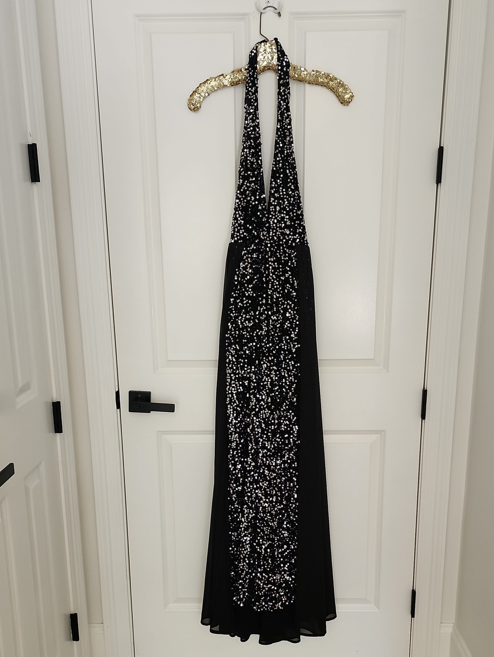Fashion Nova Black Sequin Halter Evening Gown